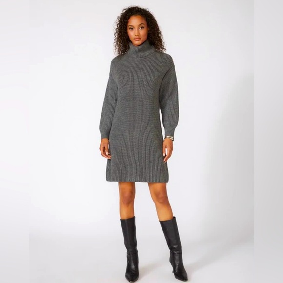 NWT KAREN KANE RELAXED FIT RIBBED SWEATER DRESS GRAY SIZE SMALL OVERSIZED - Picture 1 of 14